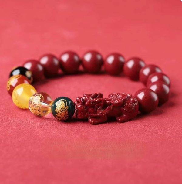 2024 Cinnabar Pixiu Bracelet – Chinese Five Wealth Gods Amulet for Year of the Dragon - Zodiac Birth Year Talisman