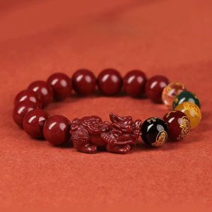 2024 Cinnabar Pixiu Bracelet – Chinese Five Wealth Gods Amulet for Year of the Dragon - Zodiac Birth Year Talisman